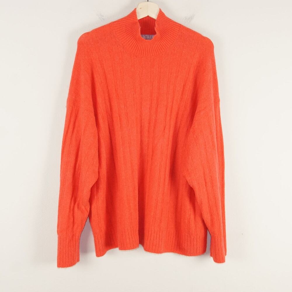 J Crew Ribbed Red Supersoft Wool Alpaca Blend Yarn Mock Neck Sweater Sz 2X